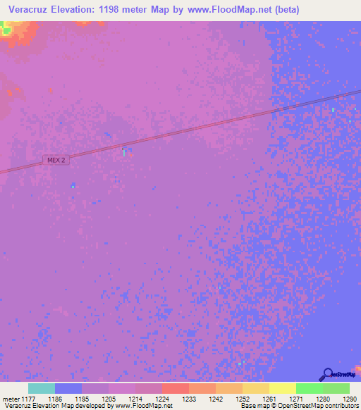 Veracruz,Mexico Elevation Map