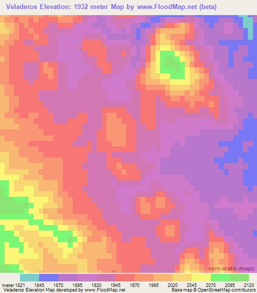 Veladeros,Mexico Elevation Map