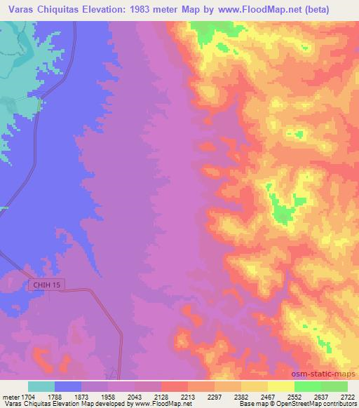 Varas Chiquitas,Mexico Elevation Map