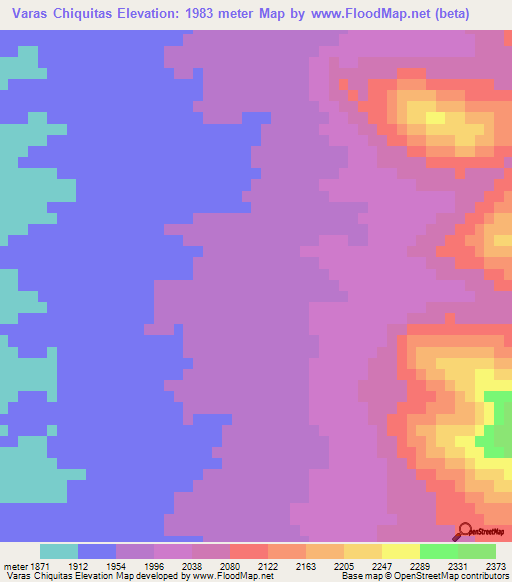 Varas Chiquitas,Mexico Elevation Map