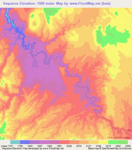 Vaqueros,Mexico Elevation Map