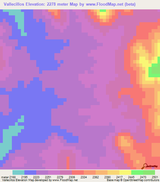 Vallecillos,Mexico Elevation Map