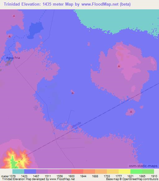 Trinidad,Mexico Elevation Map