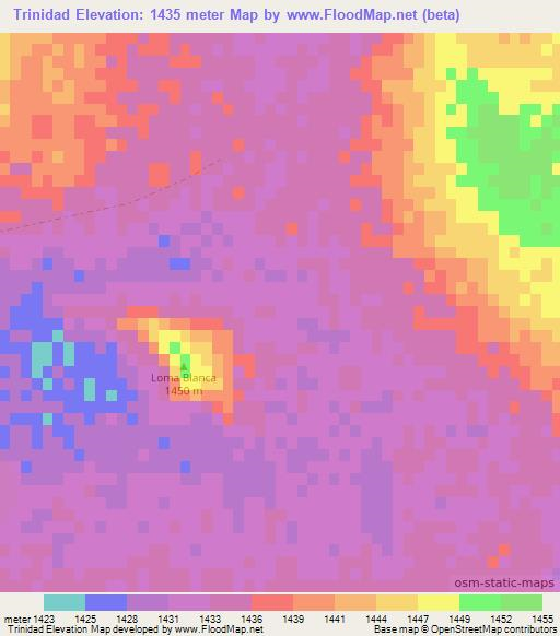 Trinidad,Mexico Elevation Map