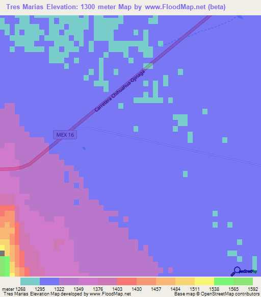 Tres Marias,Mexico Elevation Map