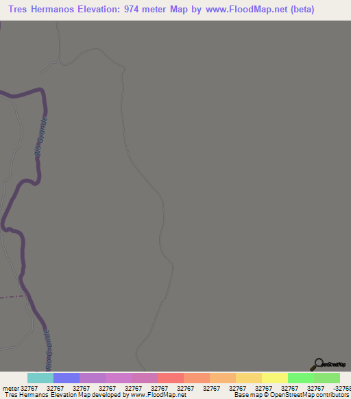 Tres Hermanos,Mexico Elevation Map