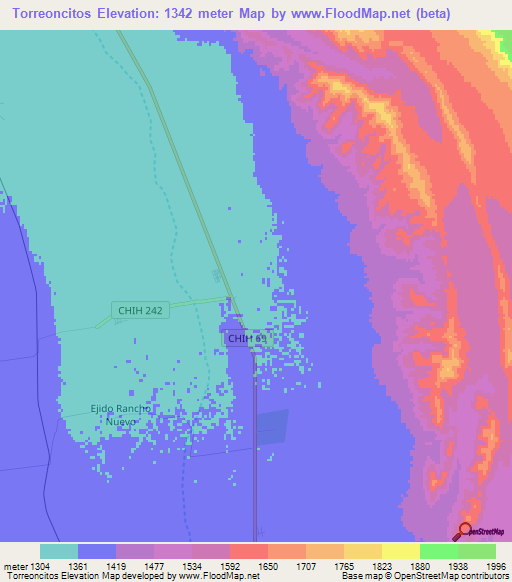 Torreoncitos,Mexico Elevation Map