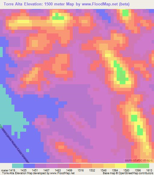 Torre Alta,Mexico Elevation Map