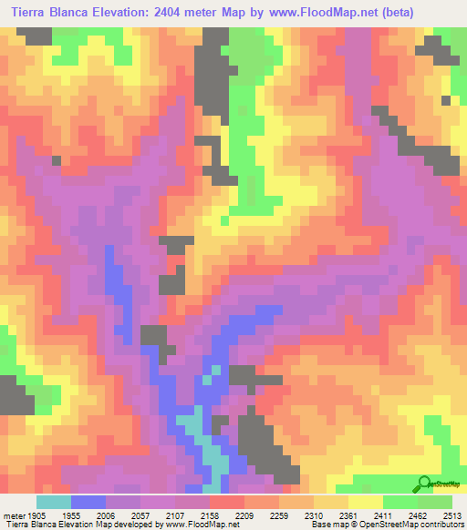 Tierra Blanca,Mexico Elevation Map