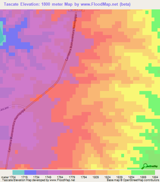 Tascate,Mexico Elevation Map