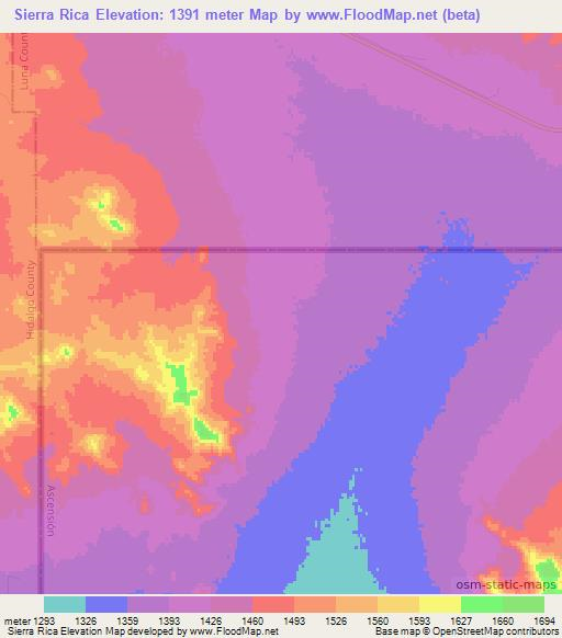 Sierra Rica,Mexico Elevation Map