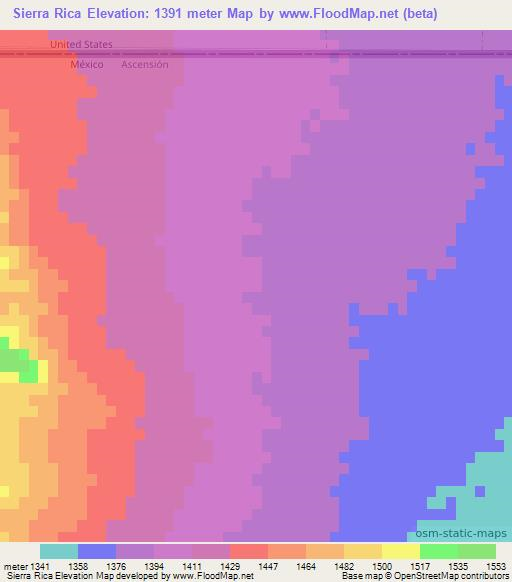 Sierra Rica,Mexico Elevation Map