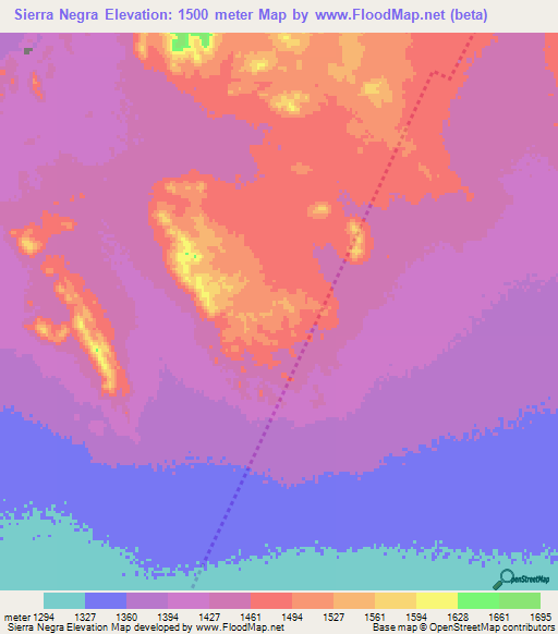 Sierra Negra,Mexico Elevation Map