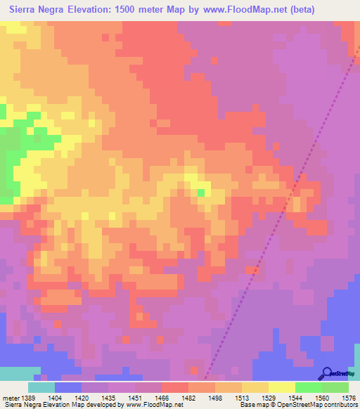 Sierra Negra,Mexico Elevation Map