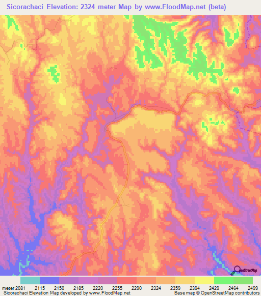 Sicorachaci,Mexico Elevation Map