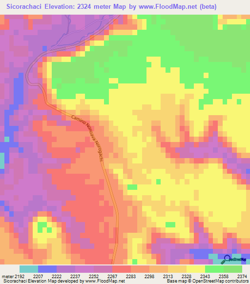 Sicorachaci,Mexico Elevation Map