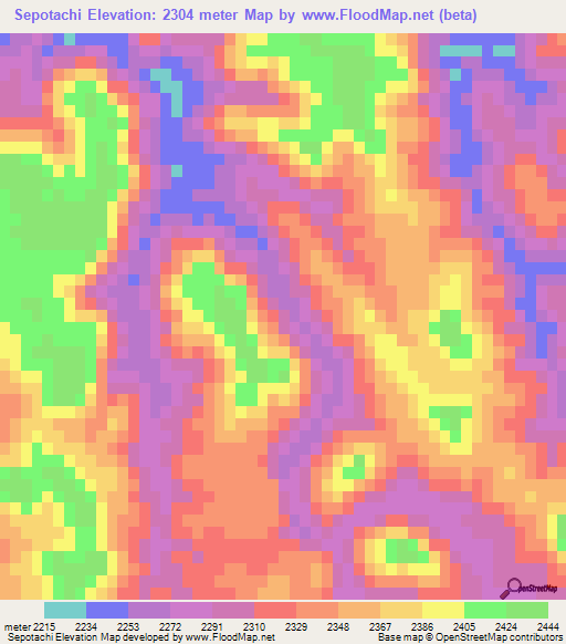 Sepotachi,Mexico Elevation Map