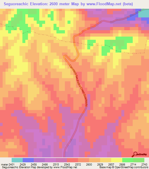 Seguoreachic,Mexico Elevation Map