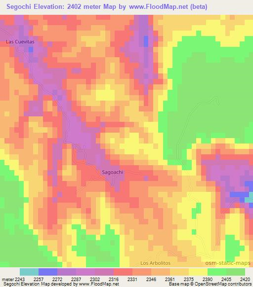 Segochi,Mexico Elevation Map