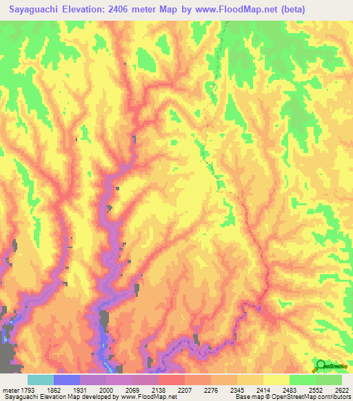 Sayaguachi,Mexico Elevation Map