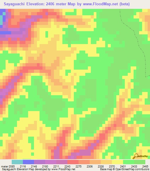 Sayaguachi,Mexico Elevation Map