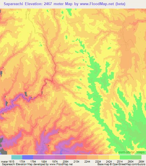 Sapareachi,Mexico Elevation Map