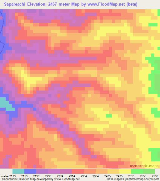 Sapareachi,Mexico Elevation Map