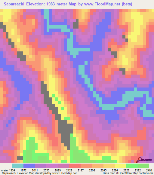 Sapareachi,Mexico Elevation Map