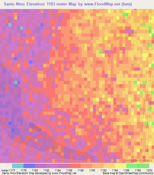 Santo Nino,Mexico Elevation Map