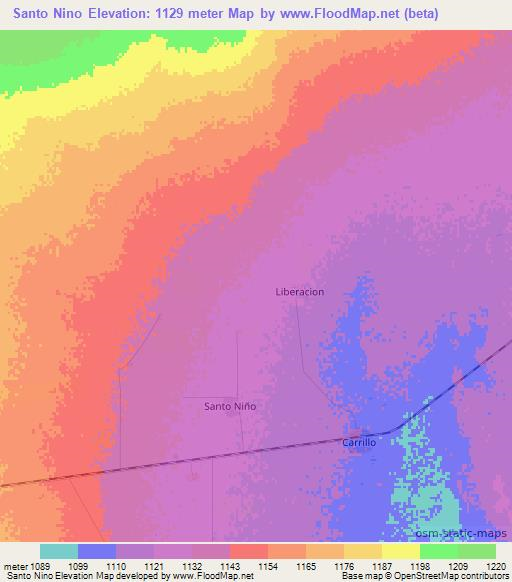 Santo Nino,Mexico Elevation Map