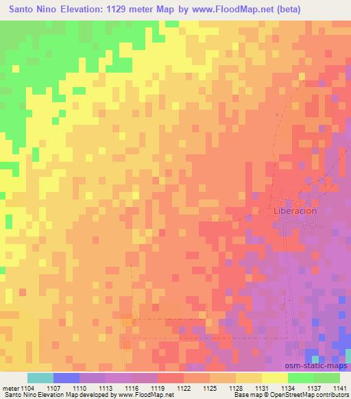 Santo Nino,Mexico Elevation Map