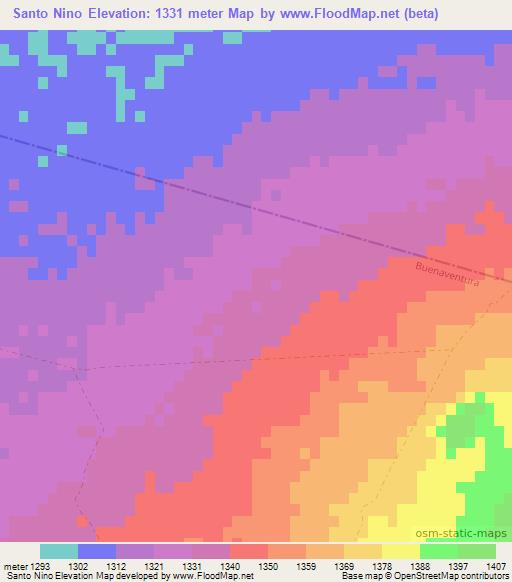 Santo Nino,Mexico Elevation Map