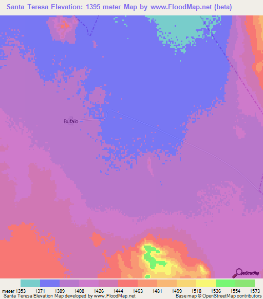 Santa Teresa,Mexico Elevation Map