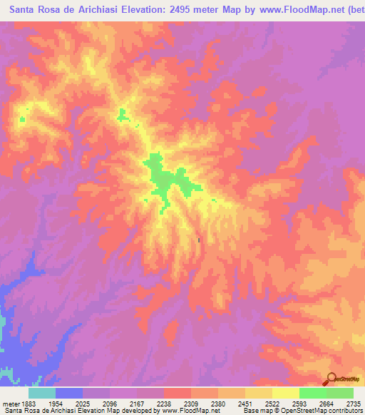 Santa Rosa de Arichiasi,Mexico Elevation Map