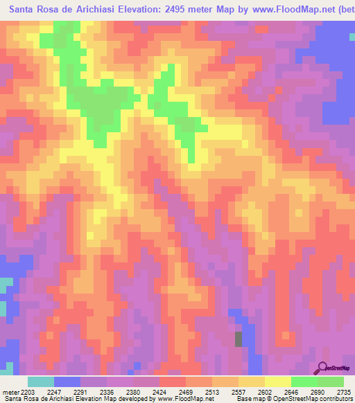 Santa Rosa de Arichiasi,Mexico Elevation Map