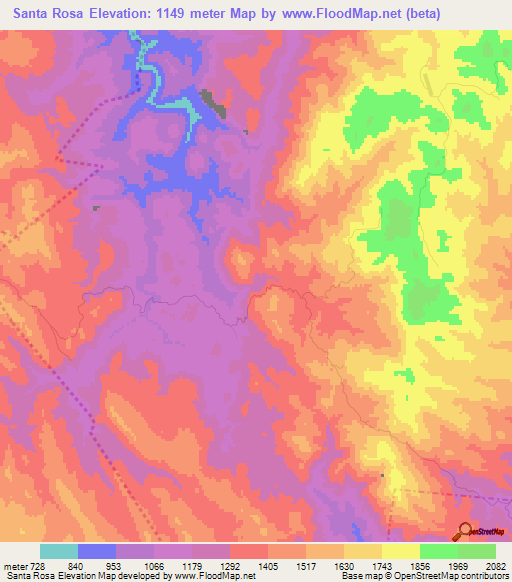 Santa Rosa,Mexico Elevation Map