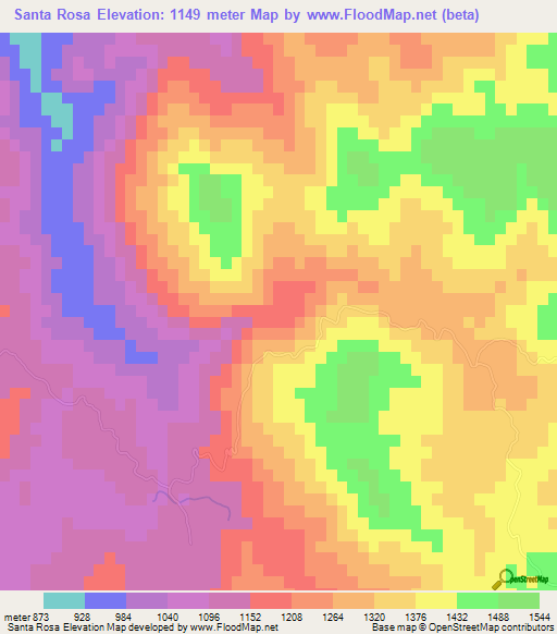 Santa Rosa,Mexico Elevation Map