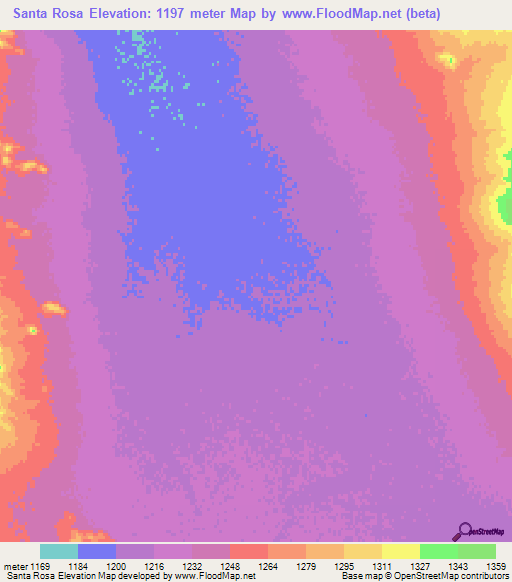 Santa Rosa,Mexico Elevation Map