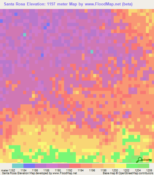 Santa Rosa,Mexico Elevation Map