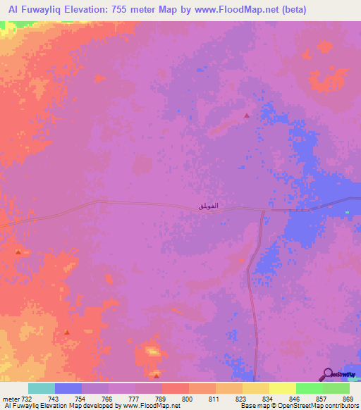 Al Fuwayliq,Saudi Arabia Elevation Map