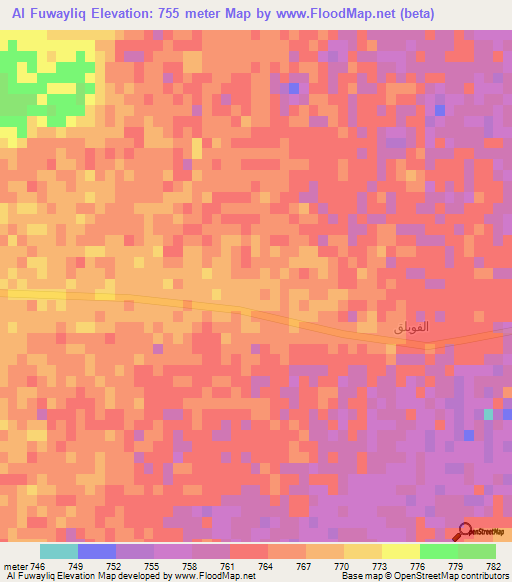 Al Fuwayliq,Saudi Arabia Elevation Map