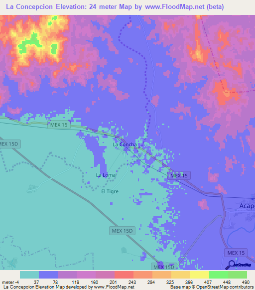 La Concepcion,Mexico Elevation Map