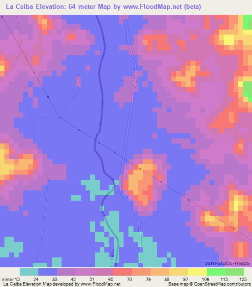 La Ceiba,Mexico Elevation Map