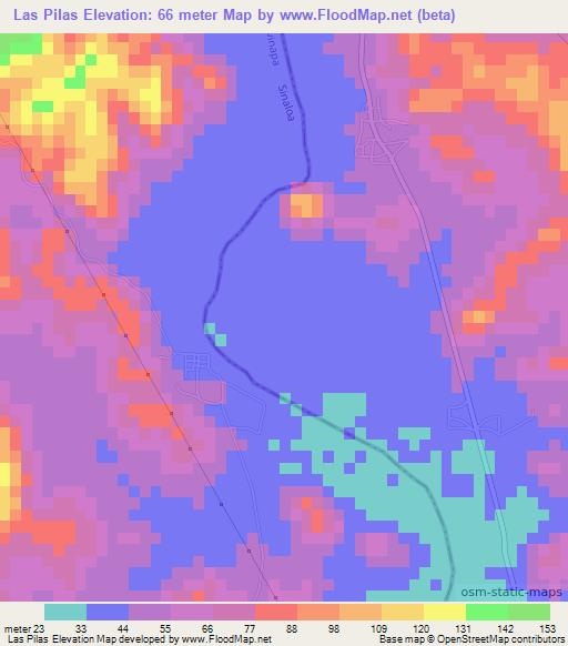 Las Pilas,Mexico Elevation Map