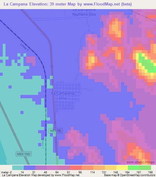 La Campana,Mexico Elevation Map