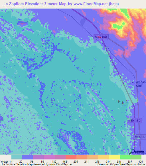 La Zopilota,Mexico Elevation Map