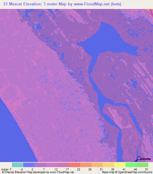 El Mescal,Mexico Elevation Map