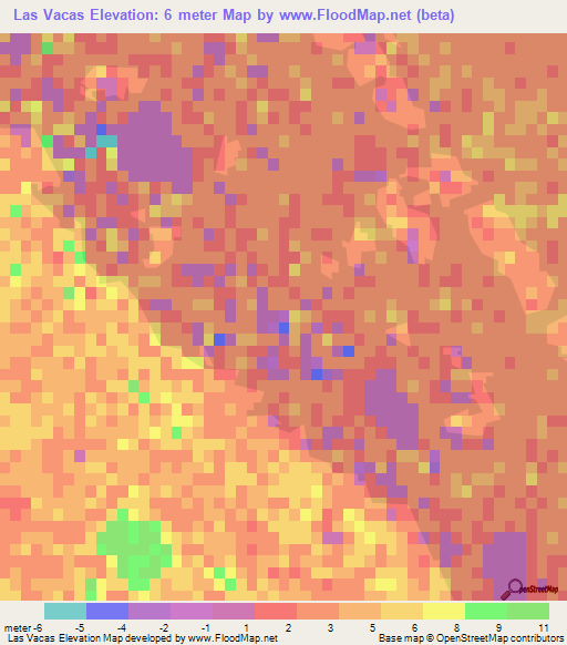 Las Vacas,Mexico Elevation Map