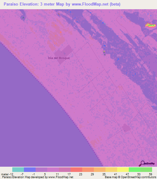 Paraiso,Mexico Elevation Map