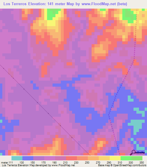 Los Terreros,Mexico Elevation Map